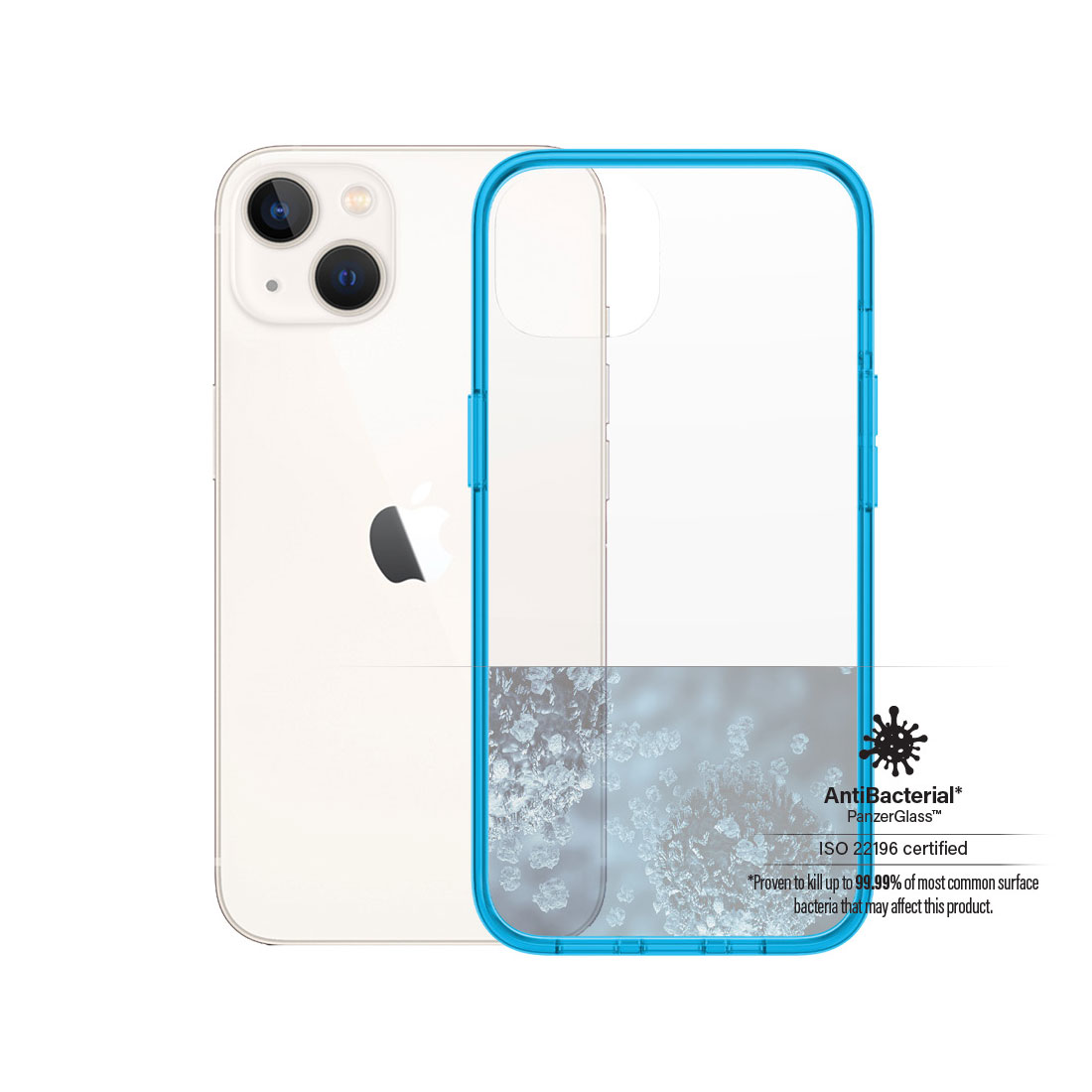 Kaitseümbris ClearCaseColor, Apple iPhone 13, klaasist tagaküljega, sinine / läbipaistev, PanzerGlass