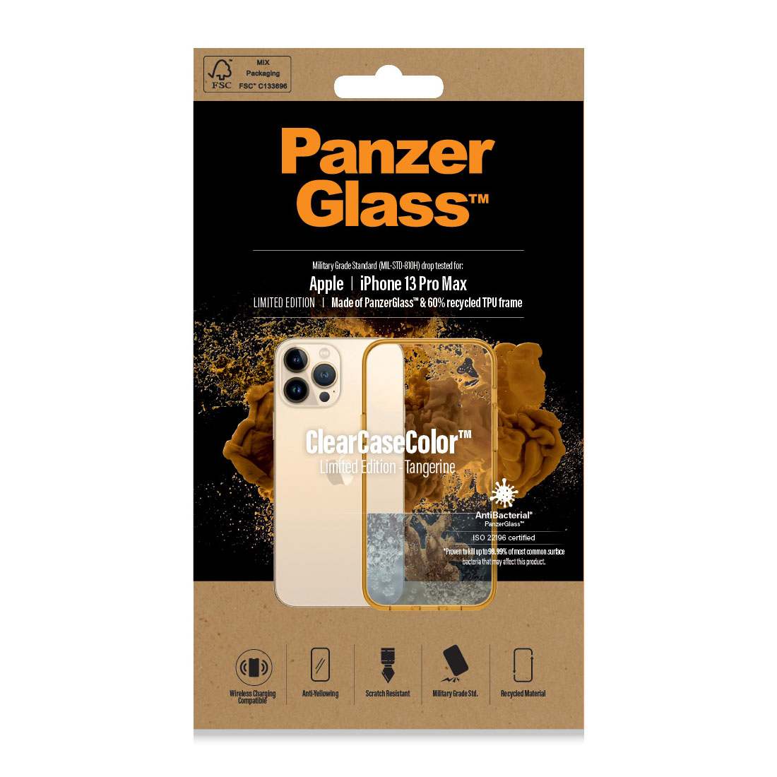 Kaitseümbris ClearCaseColor, Apple iPhone 13 Pro Max, klaasist tagaküljega, oranž / läbipaistev, PanzerGlass - Image 2