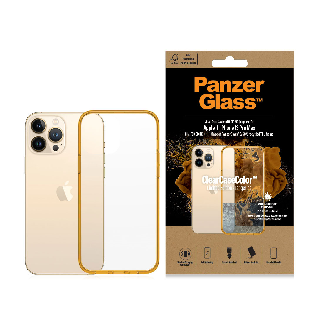 Kaitseümbris ClearCaseColor, Apple iPhone 13 Pro Max, klaasist tagaküljega, oranž / läbipaistev, PanzerGlass - Image 3