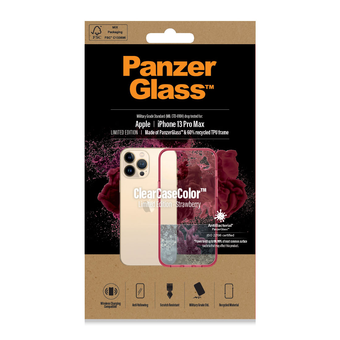 Kaitseümbris ClearCaseColor, Apple iPhone 13 Pro Max, klaasist tagaküljega, punane / läbipaistev, PanzerGlass - Image 2