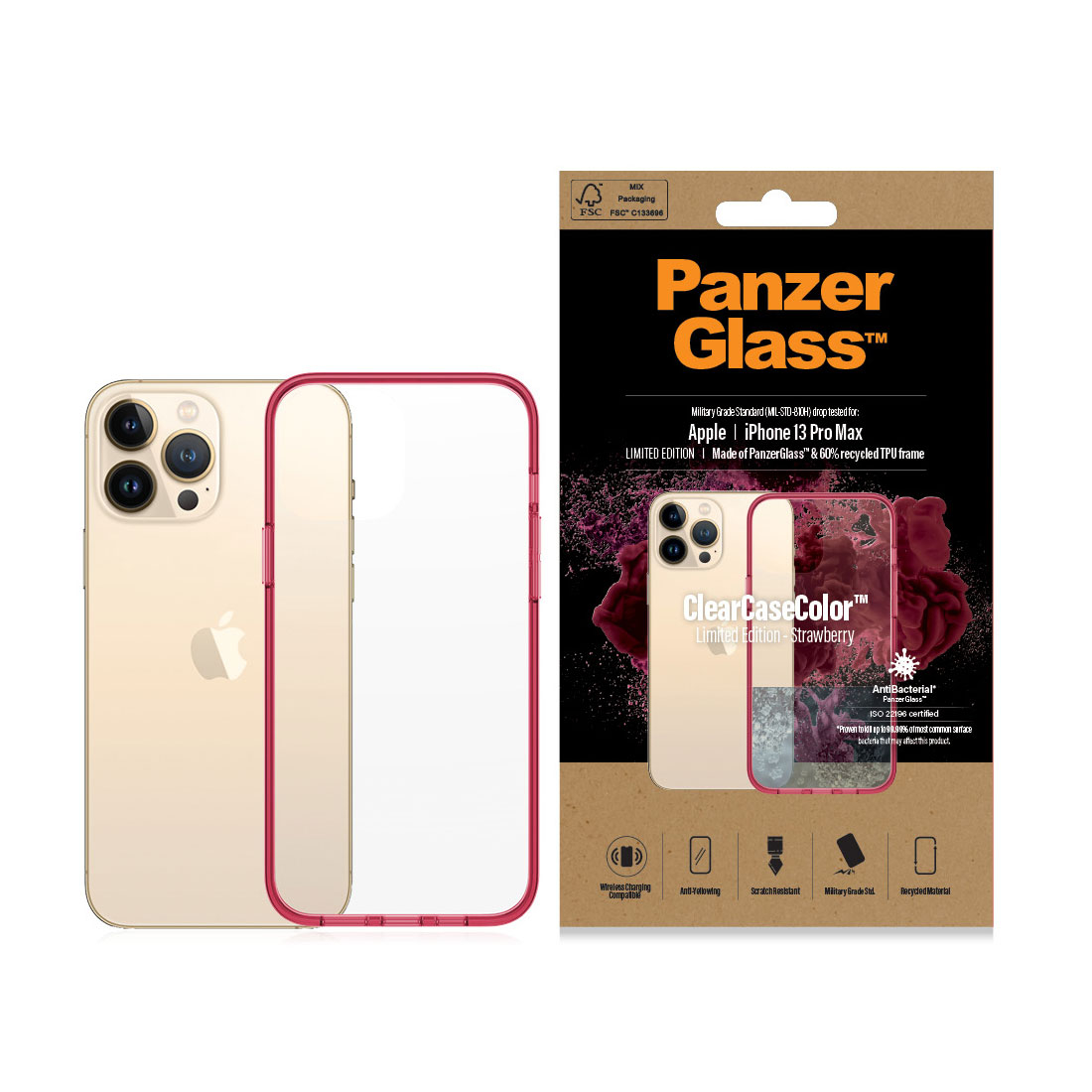 Kaitseümbris ClearCaseColor, Apple iPhone 13 Pro Max, klaasist tagaküljega, punane / läbipaistev, PanzerGlass - Image 3