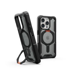 Kaitseümbris Plasma XTE, Apple iPhone 15 Pro, must/oranž, MagSafe, tugijalaga, Urban Armor Gear (UAG)