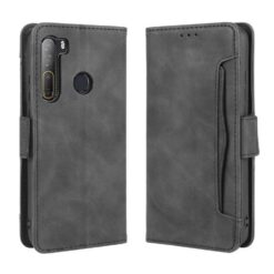 Kaitseümbris kaanega, HTC Desire 20 Pro, kaarditaskutega, must