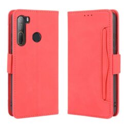 Kaitseümbris kaanega, HTC Desire 20 Pro, kaarditaskutega, punane