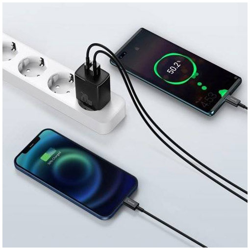 Toalaadija adapter 20W USB + USB-C juhtmele, PD / QC3.0 kiirlaadimine, must, Baseus - Image 8