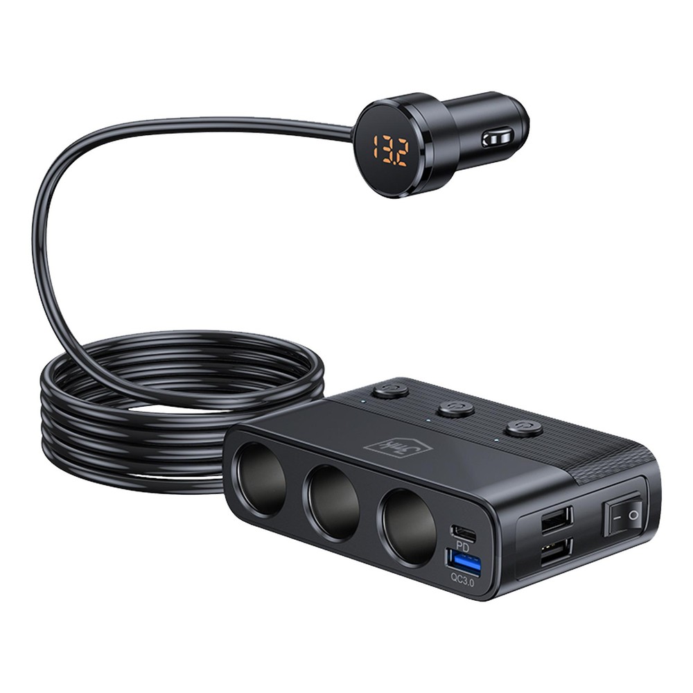 Autolaadija 3mk Car Power Splitter 120W 3xUSB-A/USB-C/3xDC - Image 2