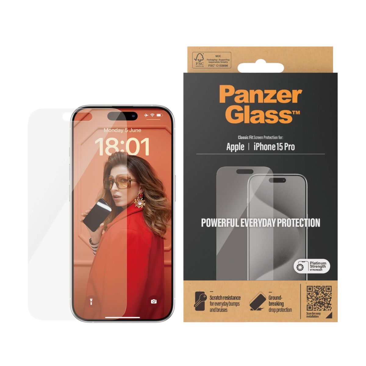 Kaitseklaas Apple iPhone 15 Pro, Classic Fit, PanzerGlass - Image 2