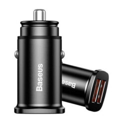 Autolaadija adapter 30W 2x USB juhtmele, QC3.0 kiirlaadimine, must, Baseus