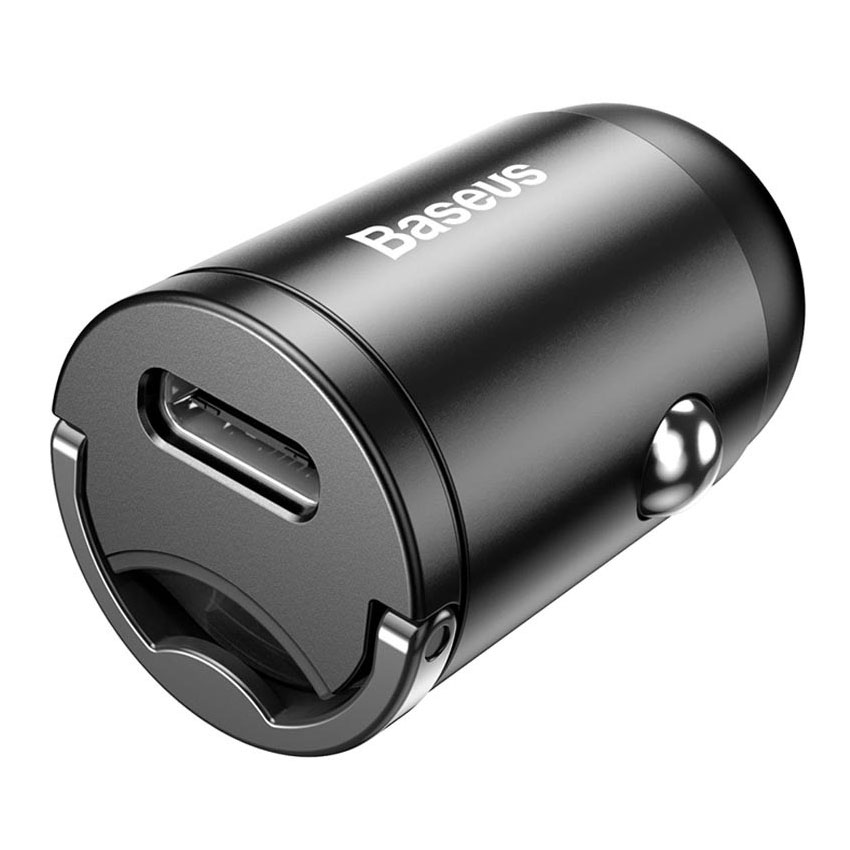 Autolaadija adapter 30W USB-C juhtmele, PD (Power Delivery) kiirlaadija, must, Baseus