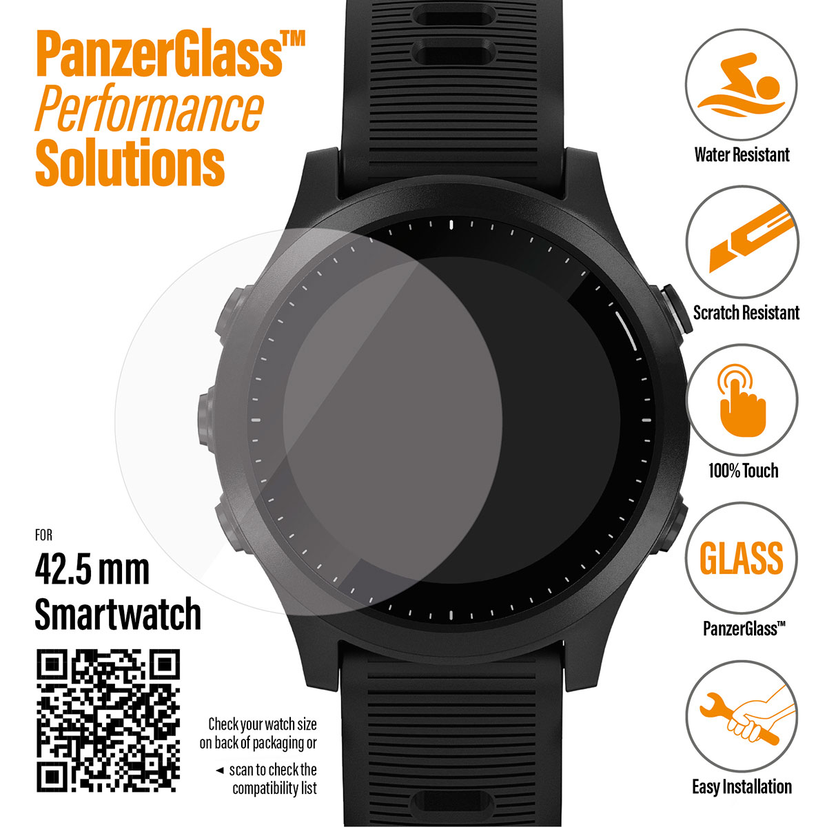 Kaitseklaas nutikellale universaalne 42.5mm läbimõõduga, veekindel, PanzerGlass - Image 2