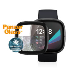 Kaitseklaas Fitbit Sense / Versa 3, veekindel, kumera musta äärega, PanzerGlass