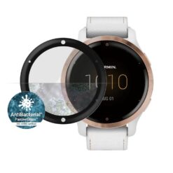 Kaitseklaas Garmin Venu 2S / vivoactive 4S, veekindel, kumera musta äärega, PanzerGlass