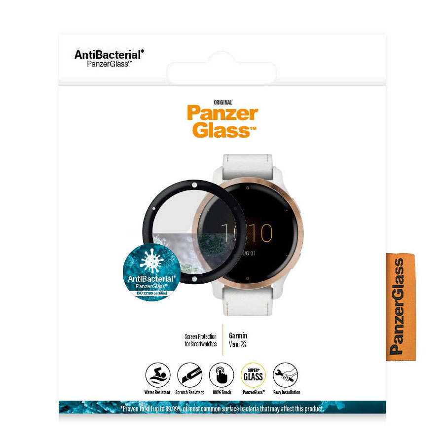 Kaitseklaas Garmin Venu 2S / vivoactive 4S, veekindel, kumera musta äärega, PanzerGlass - Image 2