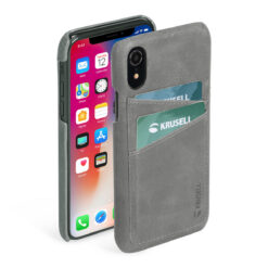Kaitseümbris kahe kaarditaskuga Sunne, Apple iPhone XR, naturaalsest nahast, hall, Krusell