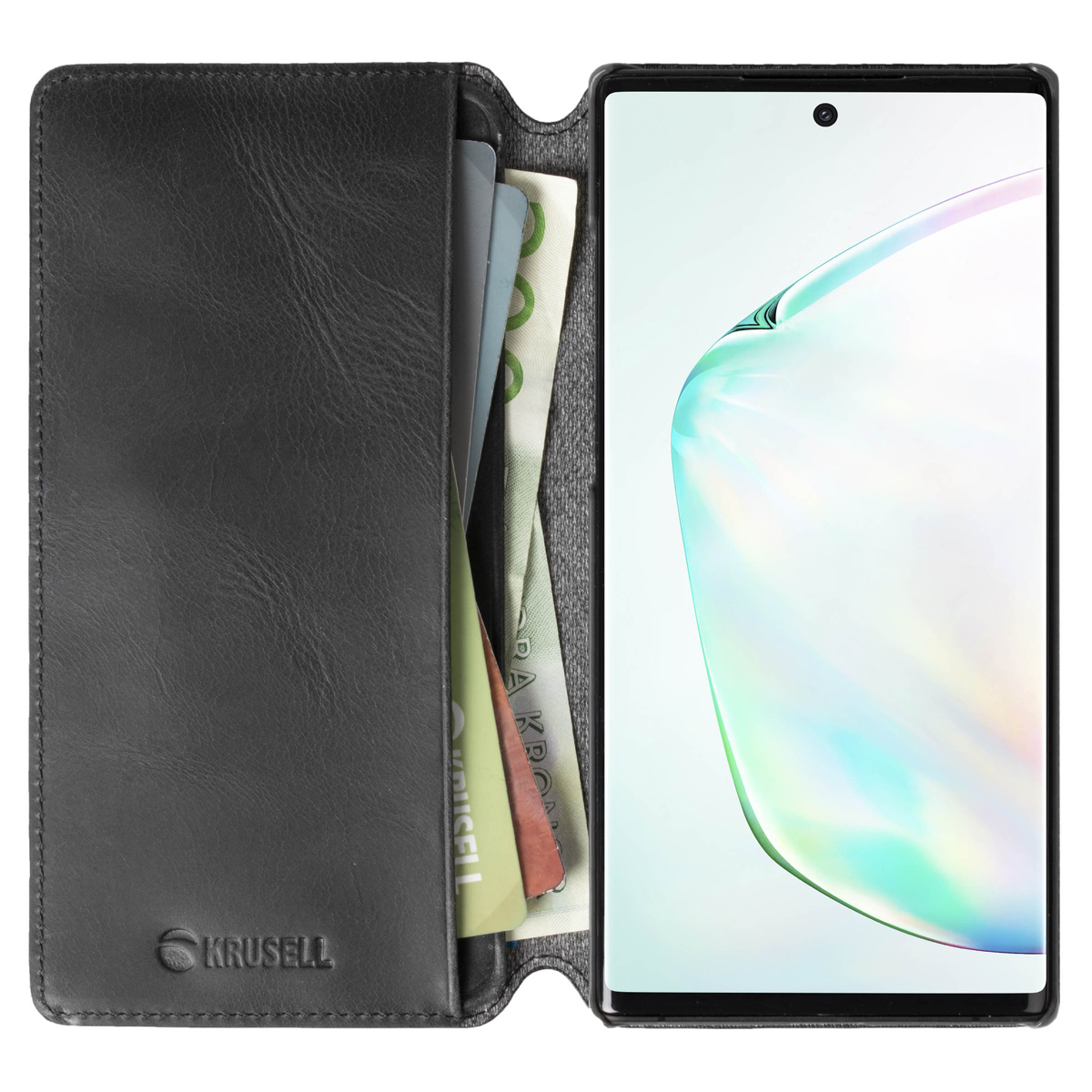 Kaitseümbris kaanega Sunne PhoneWallet, Samsung Galaxy Note10, naturaalsest nahast, must, Krusell - Image 4