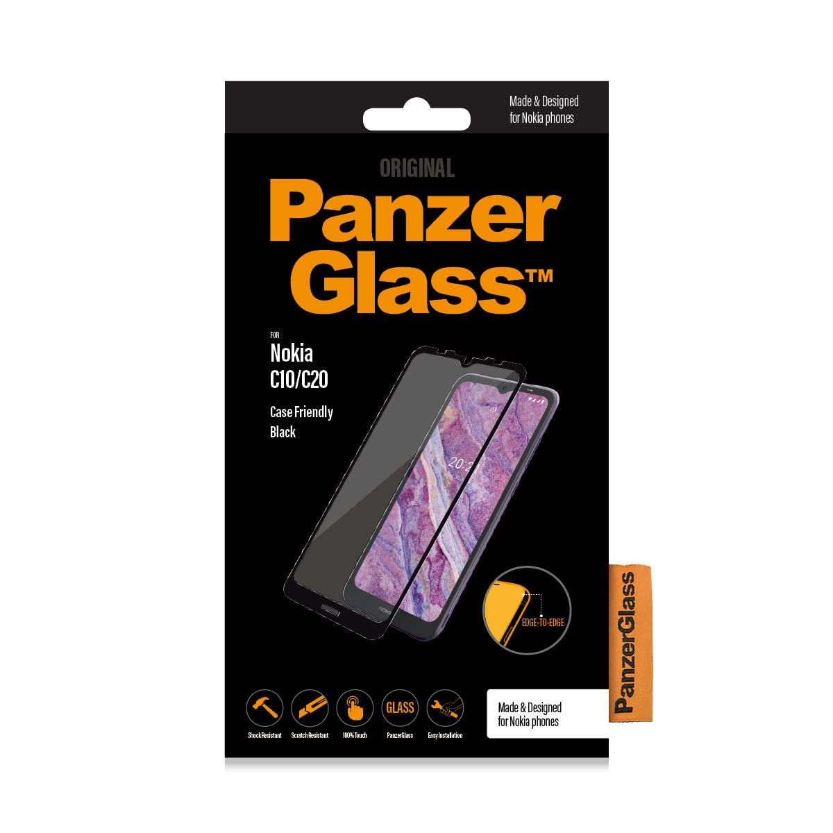 Kaitseklaas Nokia C10 / C20, ümbrisesõbralik, musta äärega, PanzerGlass - Image 2