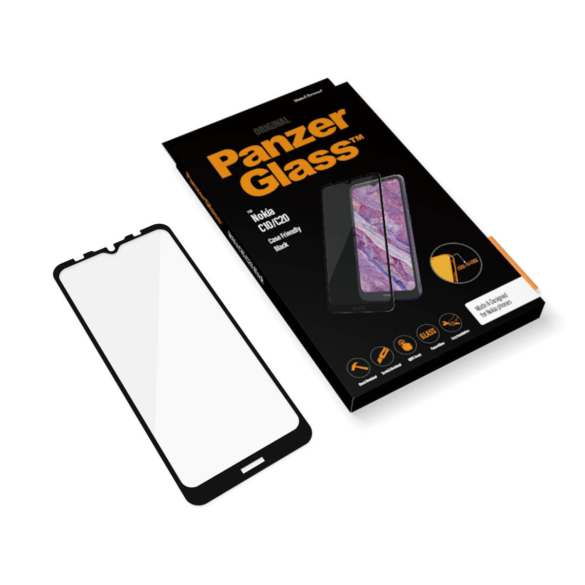 Kaitseklaas Nokia C10 / C20, ümbrisesõbralik, musta äärega, PanzerGlass - Image 5