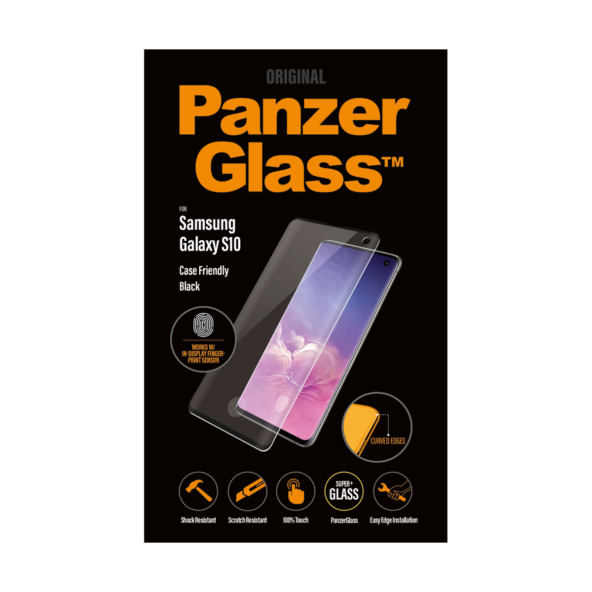 Ekraanikaitseklaas Samsung Galaxy S10, sõrmejäljetoega, ümbrisesõbralik, must, PanzerGlass - Image 2