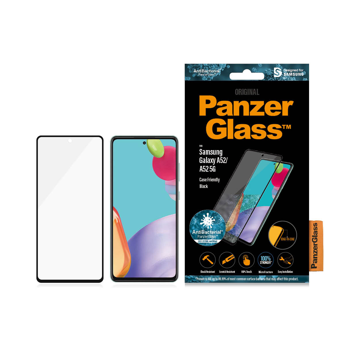 Kaitseklaas Samsung Galaxy A52 / A52 5G / A52s 5G / A53 5G, ümbrisesõbralik, musta äärega, PanzerGlass - Image 3