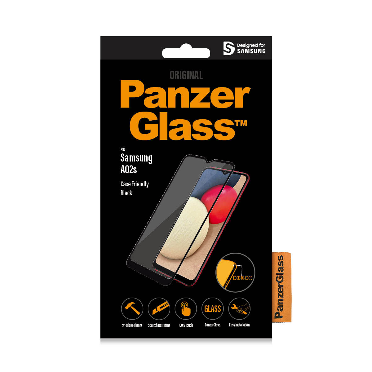 Kaitseklaas Samsung Galaxy A02 / A02s, ümbrisesõbralik, musta äärega, PanzerGlass - Image 2