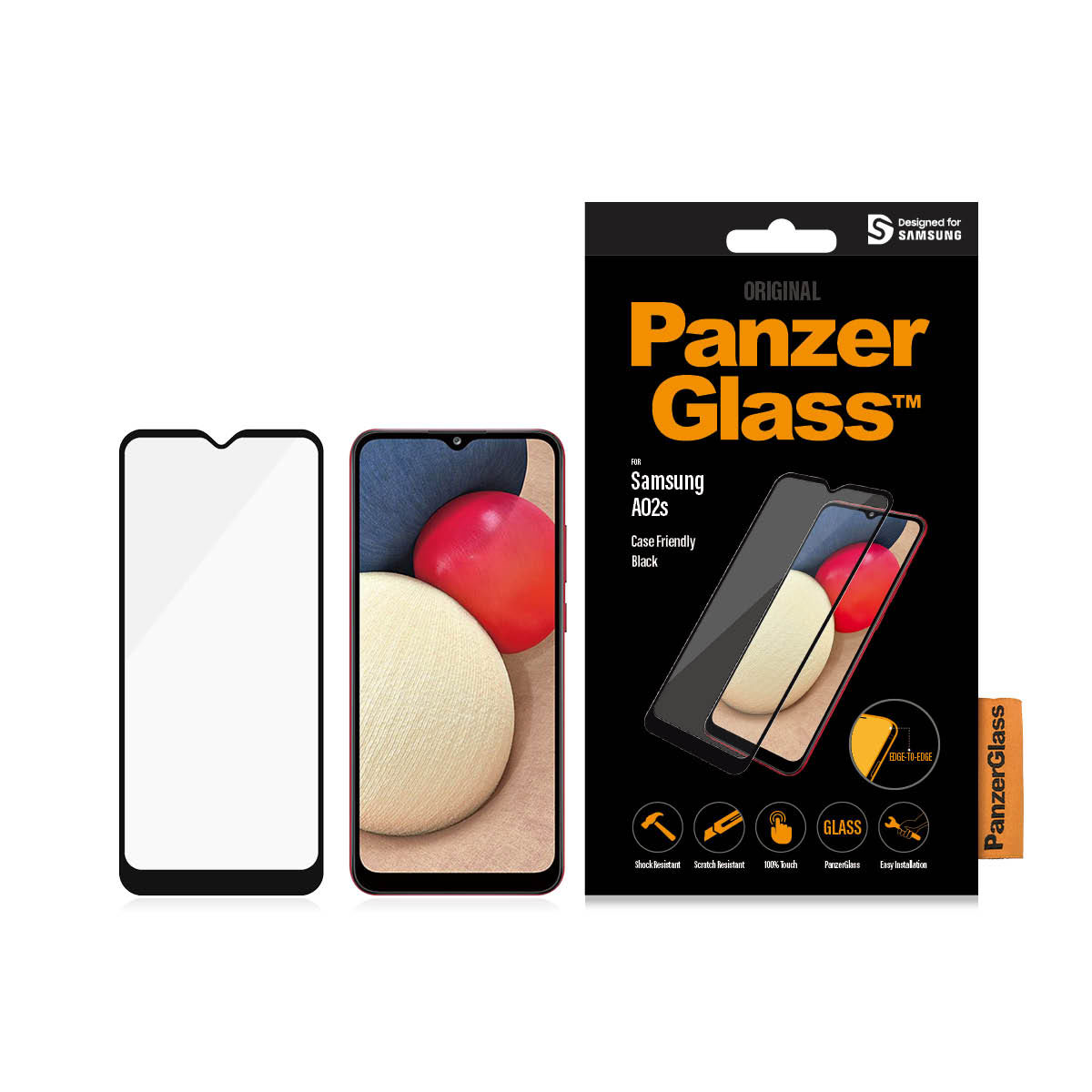 Kaitseklaas Samsung Galaxy A02 / A02s, ümbrisesõbralik, musta äärega, PanzerGlass - Image 3