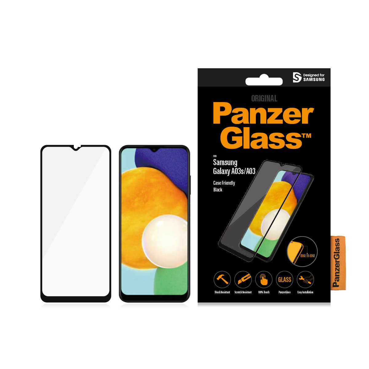 Kaitseklaas Samsung Galaxy A03s, ümbrisesõbralik, musta äärega, PanzerGlass - Image 3
