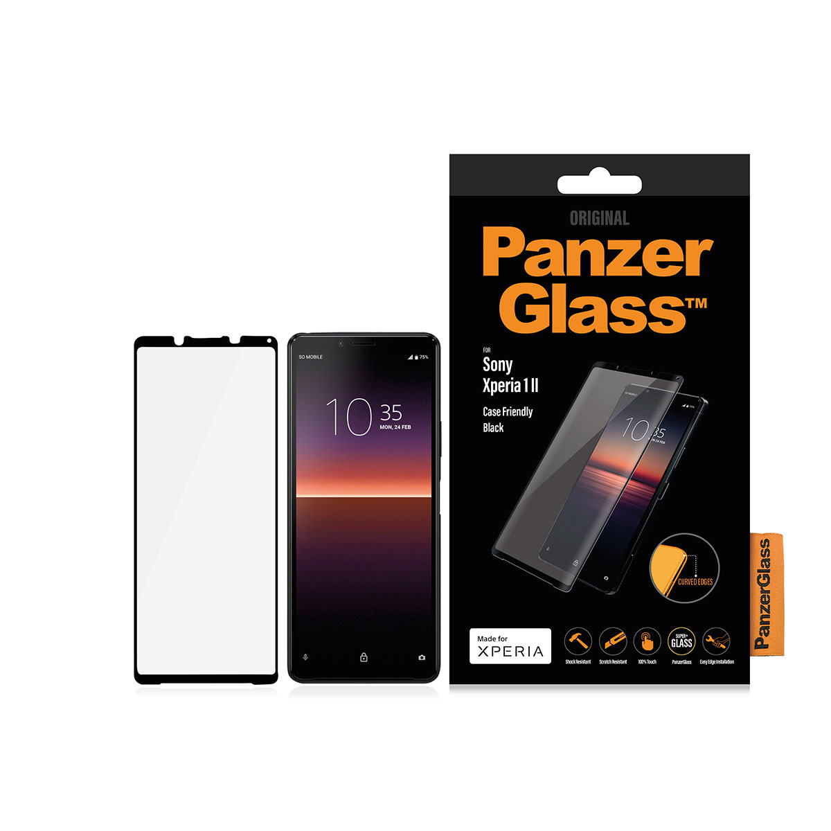 Ekraanikaitseklaas Sony Xperia 1 II, ümbrisesõbralik, musta äärega, PanzerGlass - Image 2
