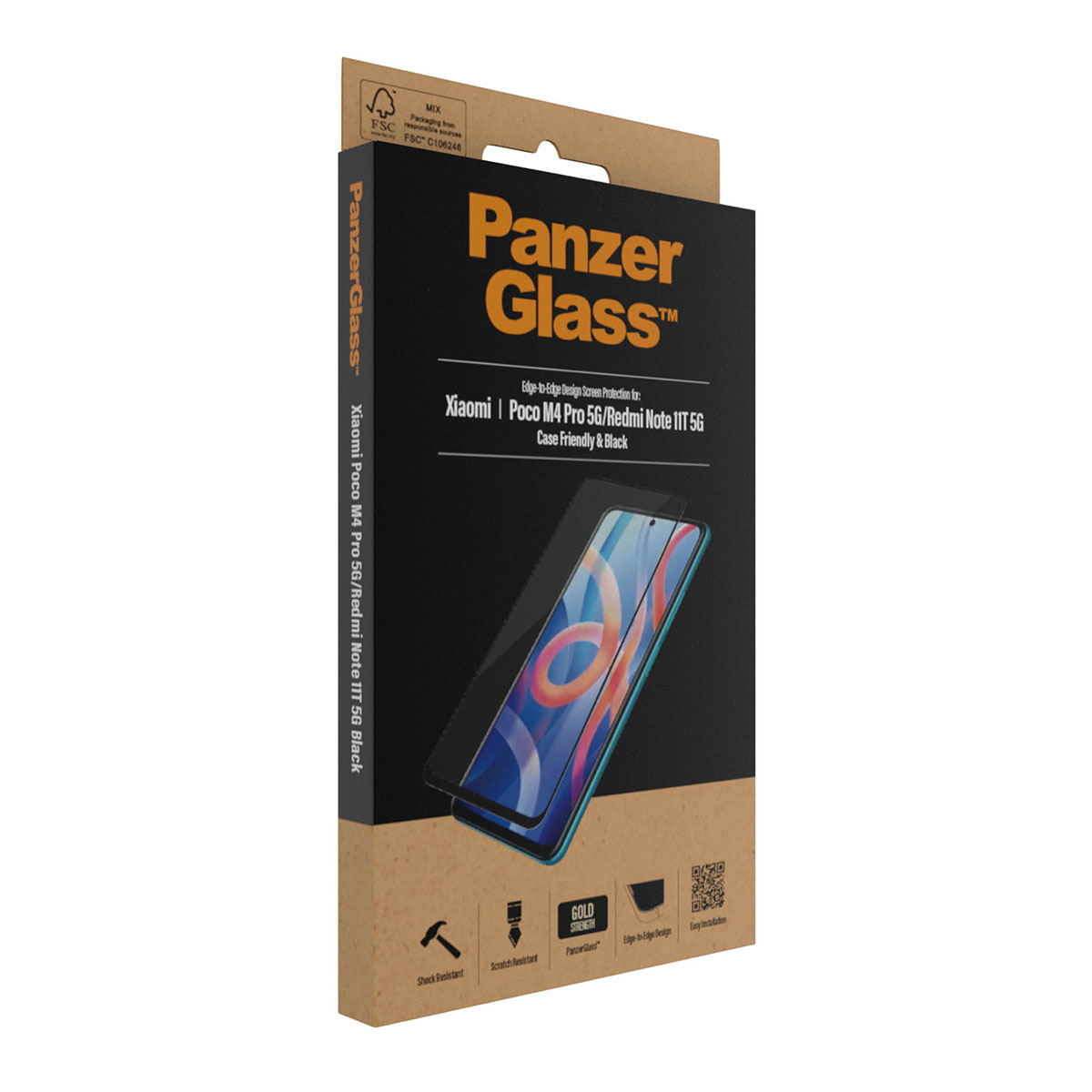 Kaitseklaas Xiaomi Redmi Note 11T 5G / Poco M4 Pro 5G, ümbrisesõbralik, musta äärega, PanzerGlass - Image 4