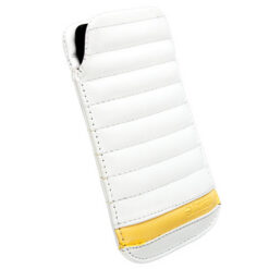 Kott Idre, 3XL, Apple iPhone 6 / 6S / 7 / 8 / SE (2020/2022), naturaalsest nahast, valge / kollane, Krusell