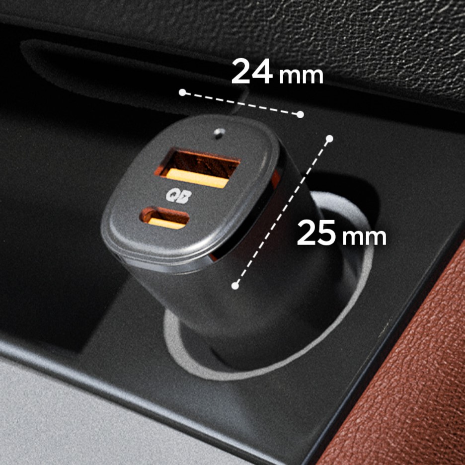 Autolaadija adapter ArcStation Essential 48W, USB + USB-C, must, Spigen - Image 5