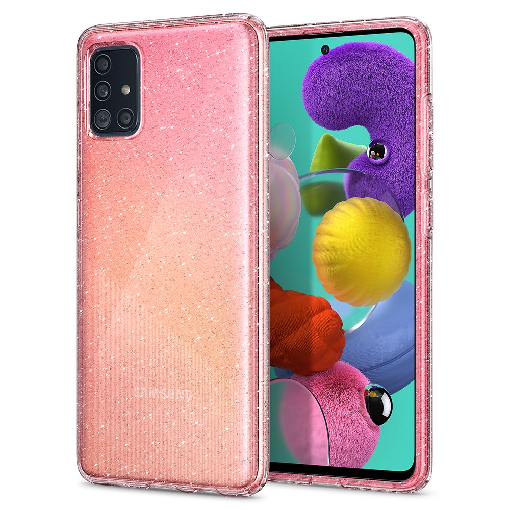 Kaitseümbris Liquid Crystal Glitter, Samsung Galaxy A51, läbipaistev, sädelusega, Spigen