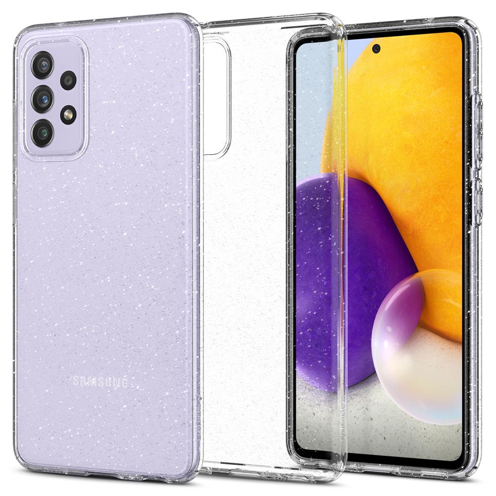 Kaitseümbris Liquid Crystal Glitter, Samsung Galaxy A72, läbipaistev, sädelusega, Spigen
