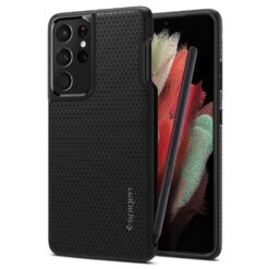 Kaitseümbris Liquid Air Pen, Samsung Galaxy S21 Ultra 5G, puutepliiatsi pesaga, must, Spigen