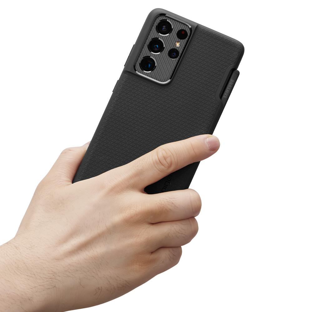 Kaitseümbris Liquid Air Pen, Samsung Galaxy S21 Ultra 5G, puutepliiatsi pesaga, must, Spigen - Image 11