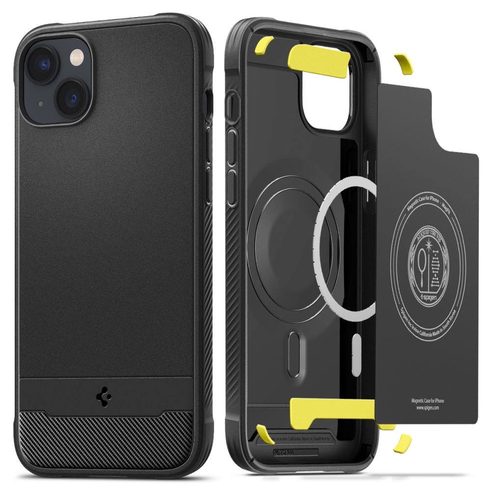 Kaitseümbris Rugged Armor MagFit, Apple iPhone 14, must, MagSafe, Spigen