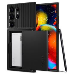 Kaitseümbris kaarditaskuga Slim Armor CS, Samsung Galaxy S23 Ultra, must, Spigen