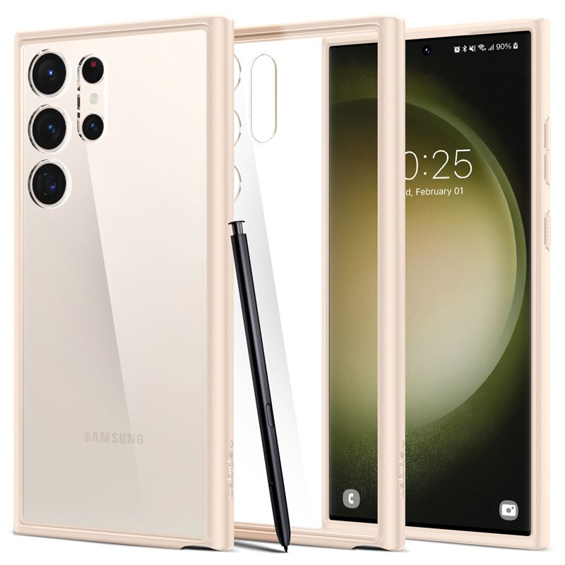 Kaitseümbris Ultra Hybrid, Samsung Galaxy S23 Ultra, läbipaistev beeži äärega, Spigen - Image 2