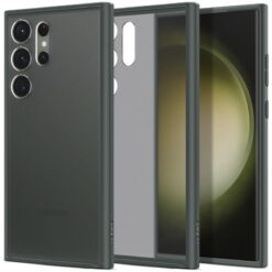 Kaitseümbris Ultra Hybrid, Samsung Galaxy S23 Ultra, läbipaistev tumerohelise äärega, Spigen