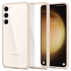 Kaitseümbris Ultra Hybrid, Samsung Galaxy S23, läbipaistev beeži äärega, Spigen
