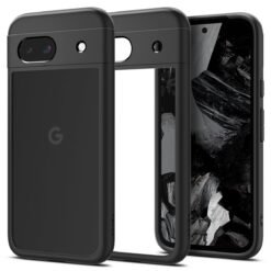 Kaitseümbris Ultra Hybrid, Google Pixel 8a, läbipaistev musta äärega, Spigen