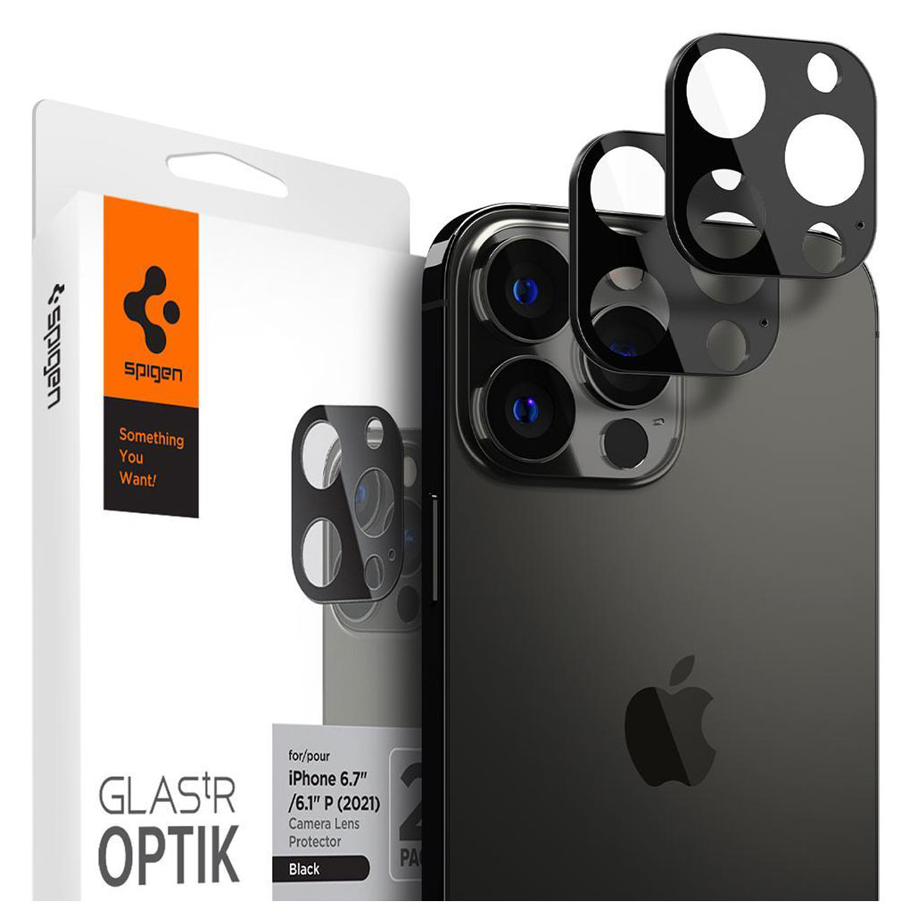 Tagakaamera kaitseklaas Optik Lens Protector, Apple iPhone 13 Pro / 13 Pro Max, komplektis 2tk, must, Spigen