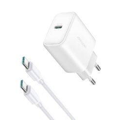 Charger JOYROOM (JR-TCF24) + "USB-C (Type-C) to USB-C (Type-C)" (1xUSB-C 30W) white