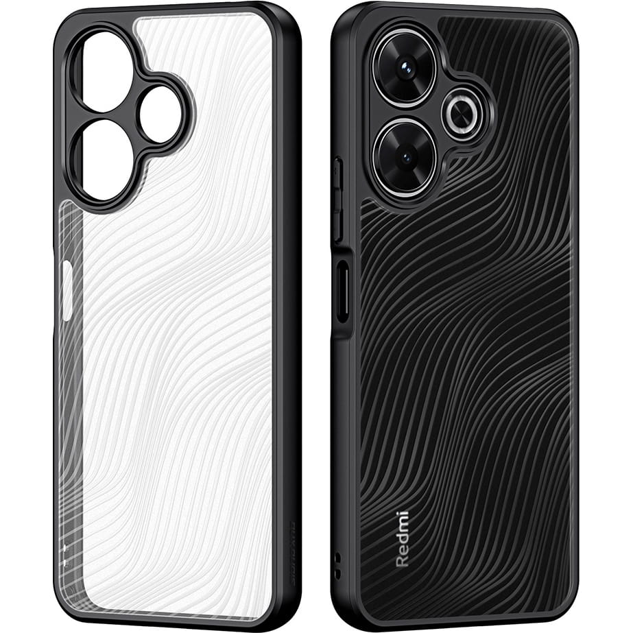 Kaitseümbris Aimo, Xiaomi Redmi 13 / Redmi 13 5G / Poco M6 4G, läbipaistev musta äärega, Dux Ducis