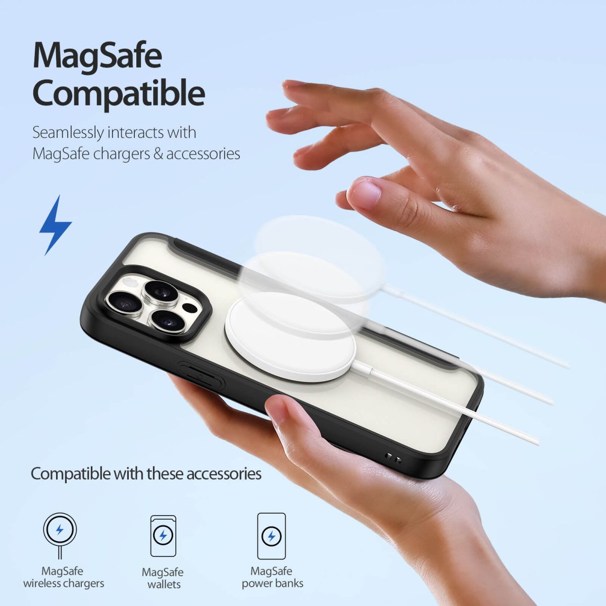 Kaitseümbris kaanega Skin X Pro MagSafe, Apple iPhone 15 Pro Max, sinine, Dux Ducis - Image 3