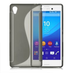 Kaitseümbris Sony Xperia M4 Aqua / M4 Aqua Dual, kummist, S-disain, tume läbipaistev