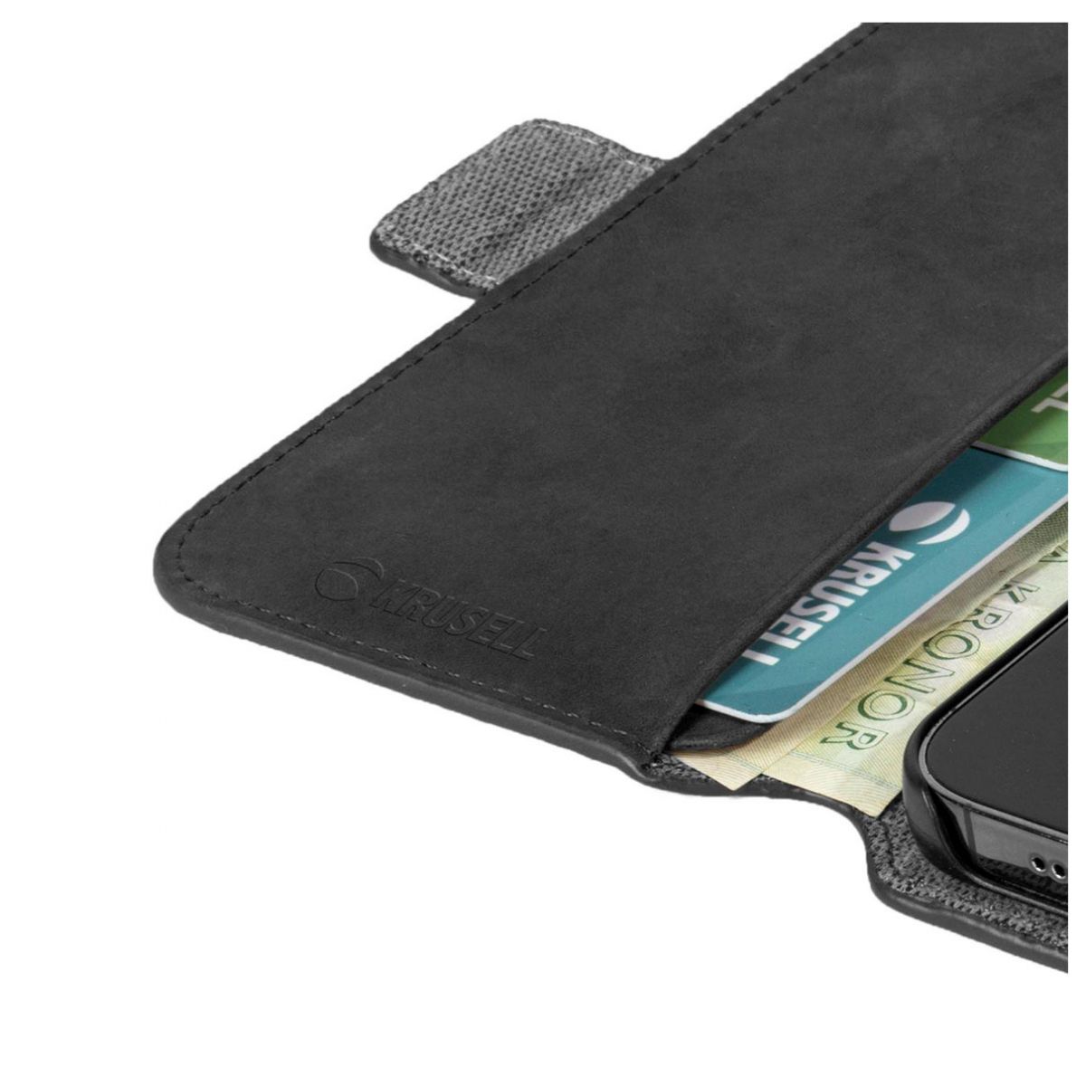 Kaitseümbris kaanega Leather PhoneWallet, Apple iPhone 13 Pro Max, naturaalsest nahast, must, Krusell - Image 4