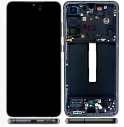LCD screen Samsung G990 S21 FE 5G with touch screen and frame Graphite original (assembled service pack)