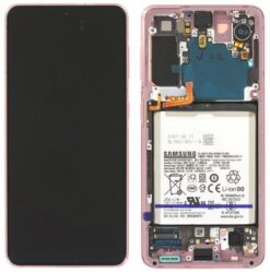 LCD screen Samsung  G991 S21 5G with touch screen with frame and battery Phantom Pink original (service pack)