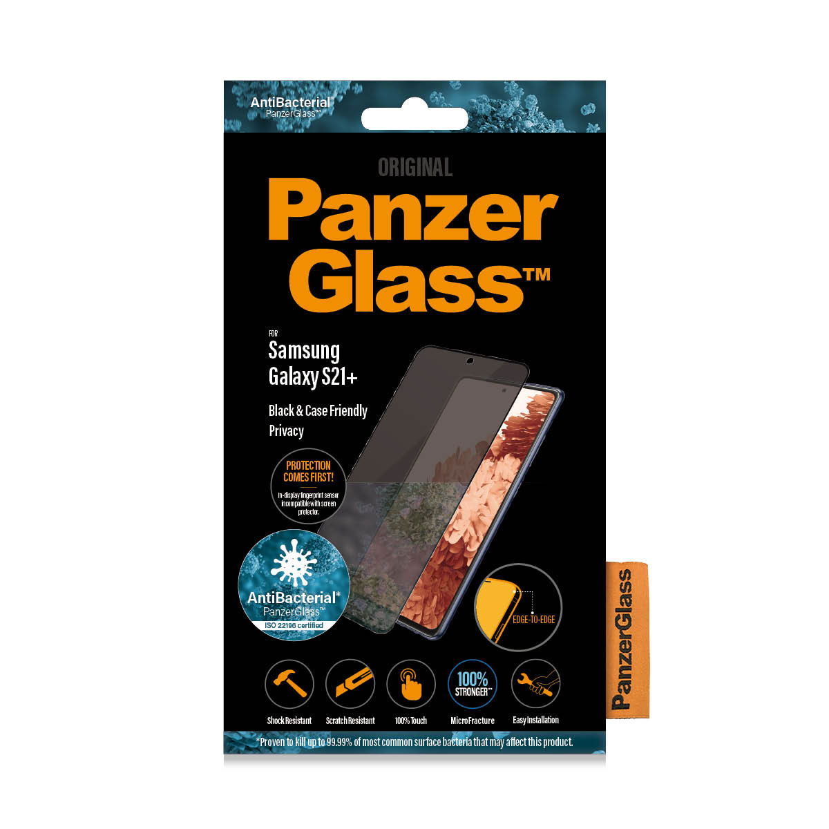 Kaitseklaas privaatsusfiltriga, Samsung Galaxy S21+ 5G, ümbrisesõbralik, PREMIUM, musta äärega, PanzerGlass - Image 2