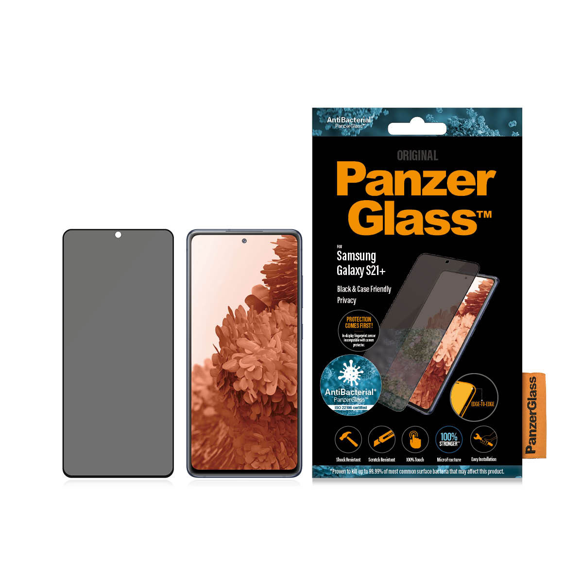 Kaitseklaas privaatsusfiltriga, Samsung Galaxy S21+ 5G, ümbrisesõbralik, PREMIUM, musta äärega, PanzerGlass - Image 3